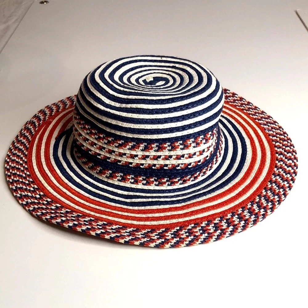 Red White & Blue Lightweight Patriotic 4th of July Summer Hat Toddler Girl EUC